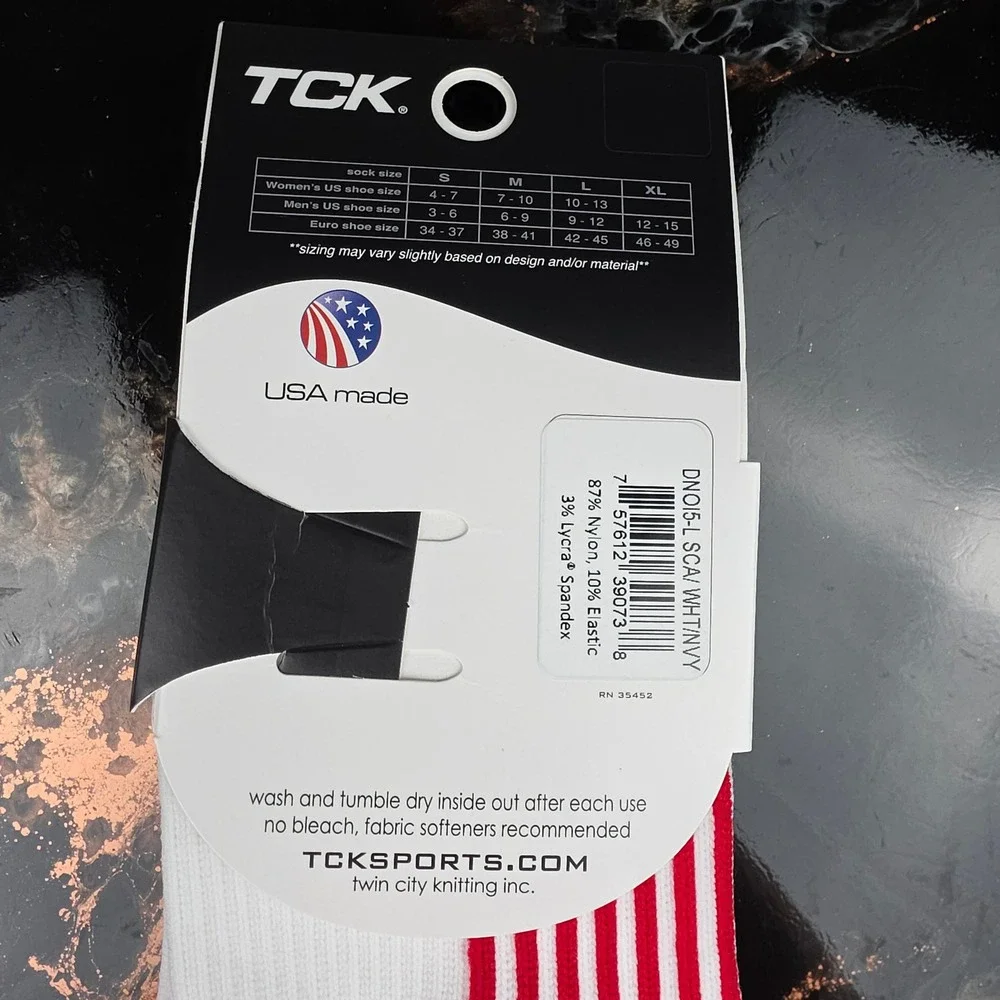 TCK Performance Pro Dri USA Made Striped Hockey Socks Mens‎ Large Red White Blue